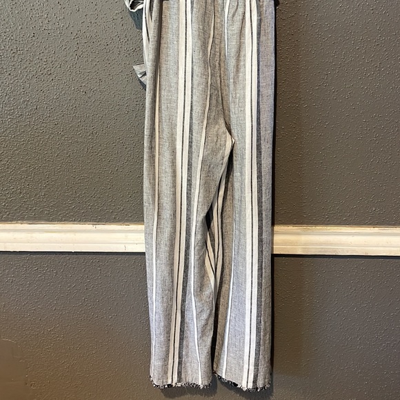 Anthropologie Cloth & Stone Fringe Crop Gray Striped Jumpsuit - Picture 11 of 14